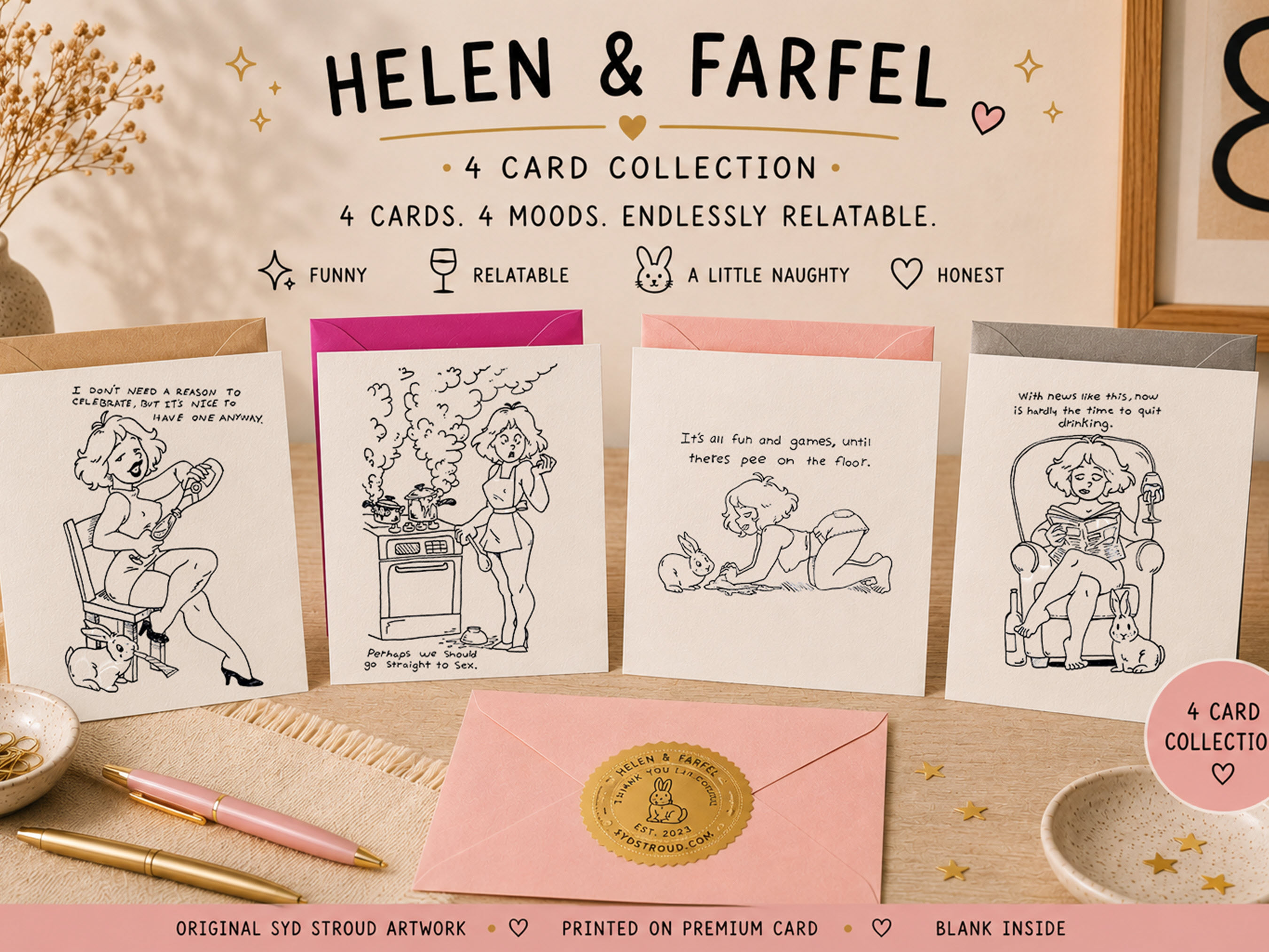 Helen and Farfel 4 Card Collection by Syd Stroud